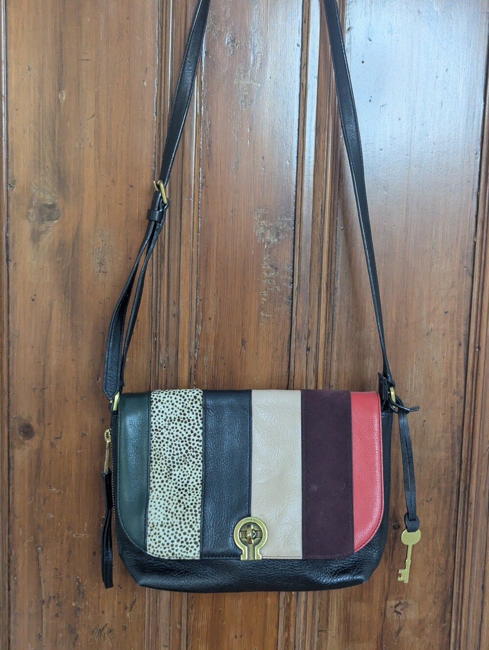 Fossil ZB1570 Colorblock Leather Crossbody Bag